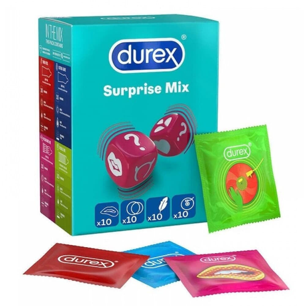 Durex syndod i mi condomau amrywiaeth 40 pecyn