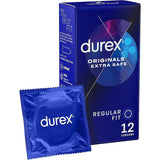 Durex Condomau ffit rheolaidd diogel ychwanegol 12 pecyn