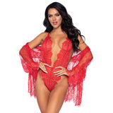 Leg Avenue Floral Lace Teddy och Robe Red