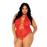 Leg Avenue Floral en dentelle entrejambe en peluche rouge UK 18 à 22