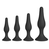 Conjunto de quatro plugues de bunda de silicone pretos
