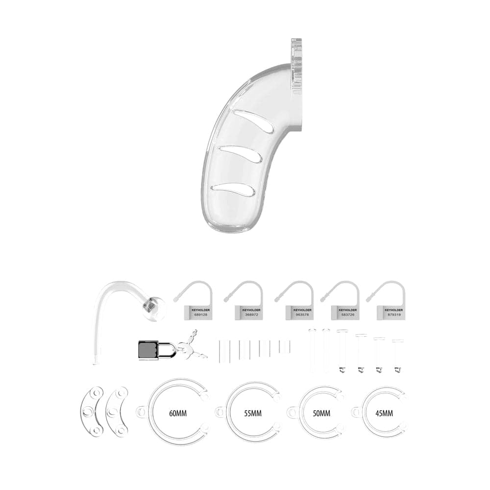 Mann Käfig 11 Männlich 4,5 Zoll klarer Keuschheitskäfig mit Analstecker