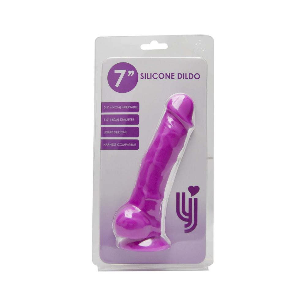 Joie aimante 7 pouces Dildo en silicone réaliste avec tasserie et balles violettes