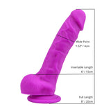Loving Joy 8 Inch Realistic Silicone Dildo with Suction Cup and Balls Purple