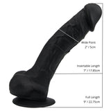 Loving Joy 9 Inch Realistic Silicone Dildo with Suction Cup and Balls Black