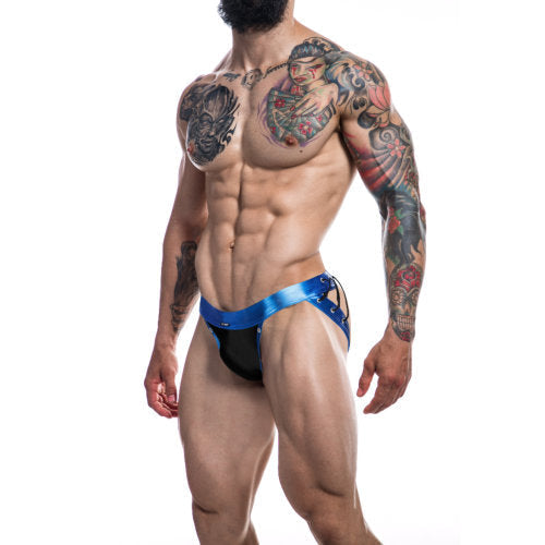 C4M Desire Jockstrap Blue Leatherette Extra Large