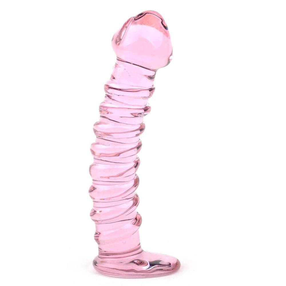 Gestructuur roze glazen dildo