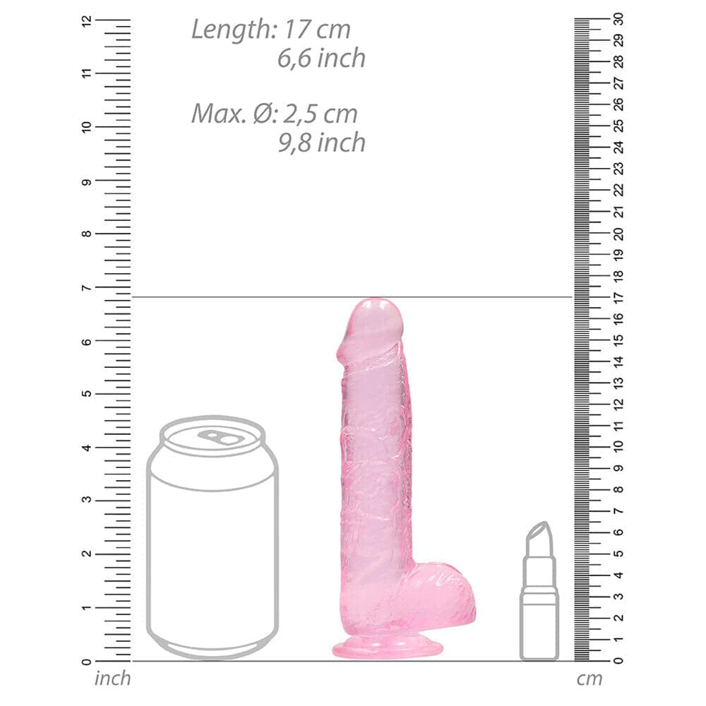Rearock 6 palcový růžový realistický krystal čistý dildo