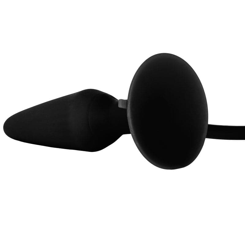 Zwarte buitoproep pumper siliconen opblaasbaar medium anale plug