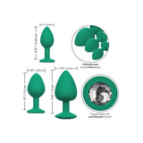 Brutale edelstenen kontpluggen 3 -delige set groen