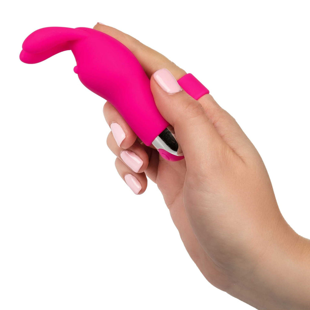 Intimt leg lyserød genopladelig bunny finger vibrator