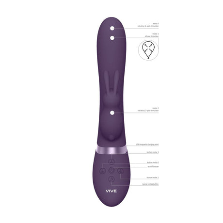 Vive Taka Triple Acción Vibrador inflable automático Purple