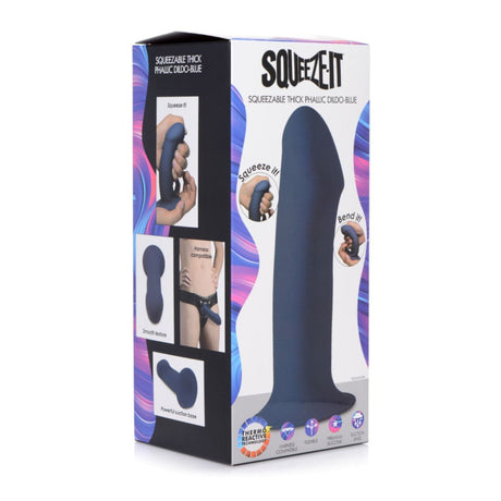 Squeeze-It Thick Squeezable Phallic Dildo Blue