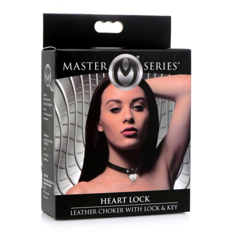 Master Series Heart Lock Choker With Keys Black