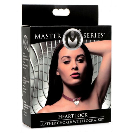 Master Series Heart Lock Choker s klíči červená