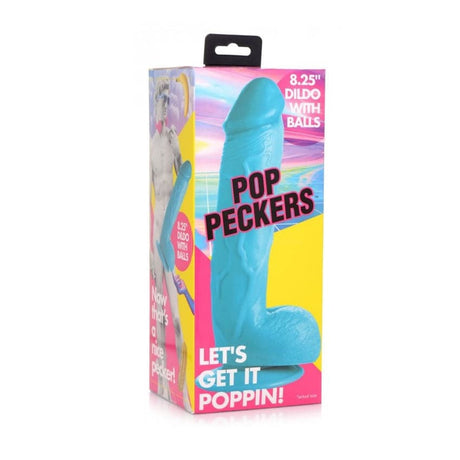 Pop Peckers dildo med kugler blå (8.25 ”)