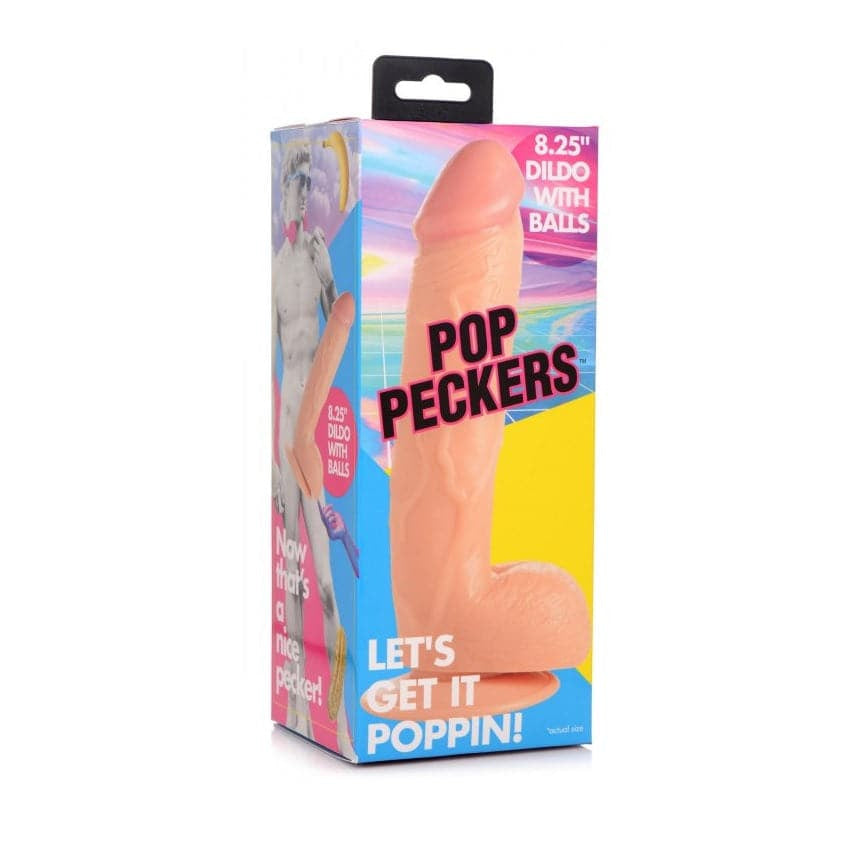 Pop Peckers dildo med baller lys (8,25 ”)