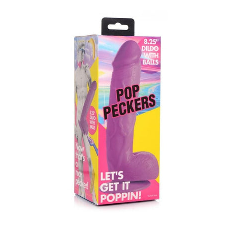 Dildo Peckers Pop gyda pheli porffor (8.25 ”)