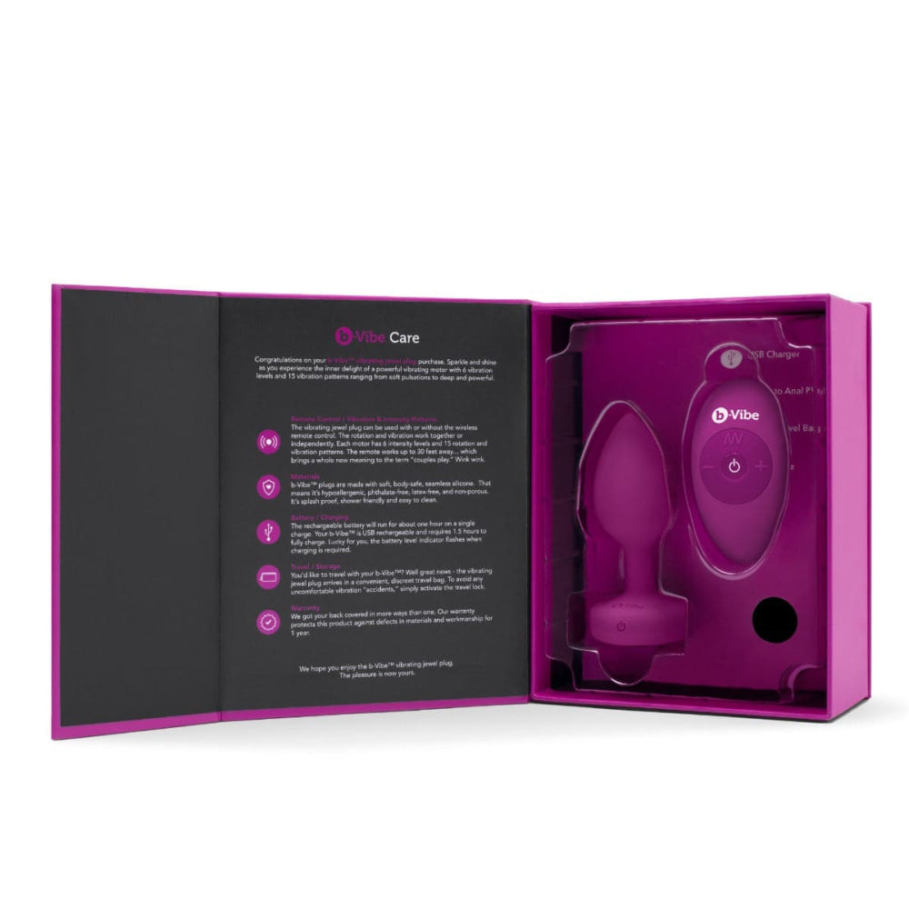 B-VIBE Vibrare Bijuterie Plug S/M Fuschia