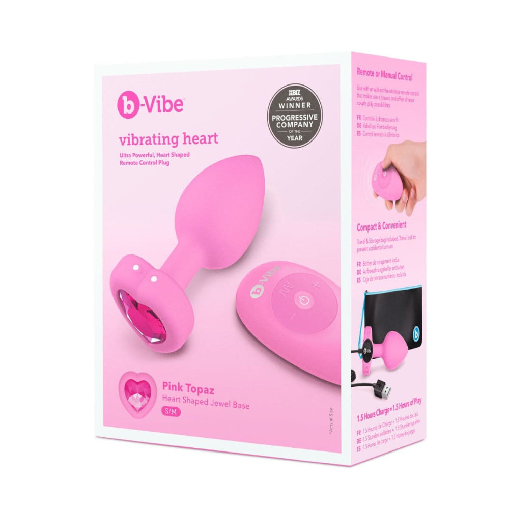 B-Vibe Vibrating Heart Plug Pink S/M