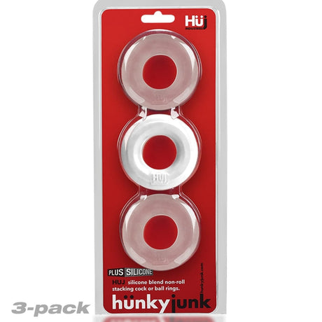 HunkyJunk Huj3 Cock Ring 3パックホワイトアイス