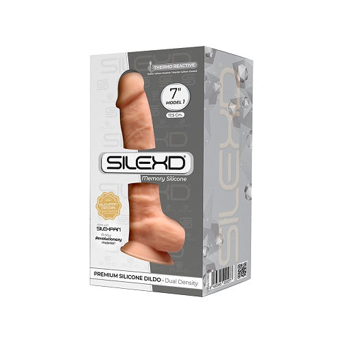 Silexd 7 pouces réaliste en silicone à double densité Dildo avec aspiration et balles