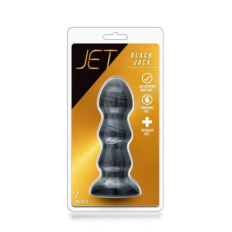 Jet Black Jack Large Ribbed Buttplug 7 inch