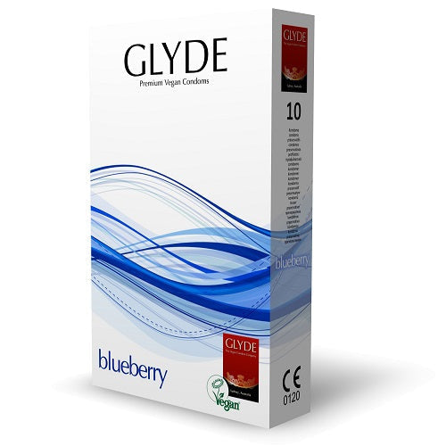 Glyde Ultra Blueberry Flavor Vegan Condoms 10 Pack