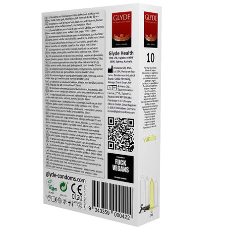 Glyde Ultra Vanilla Aromation Veganski kondomi 10 pakiranja