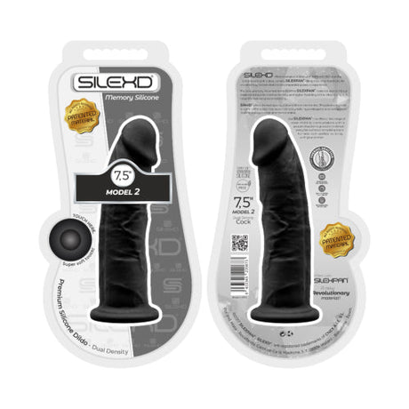 SilexD 7.5 inch Realistic Silicone Dual Density Dildo with Suction Cup Black