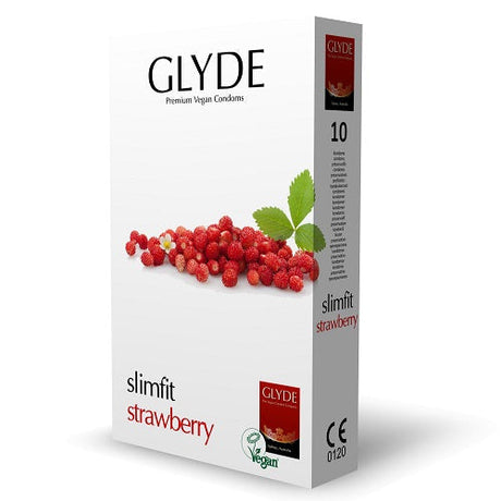 Glyde Ultra Slimfit Strawberry Sabor de preservativos veganos 10 pacote