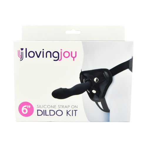 Kærlig glæde 6 tommer silikone rem på dildo -kittet