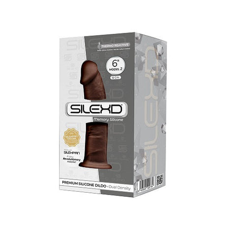 Silexd 6 palcový realistický silikonový dildo s duální hustotou s přísavkou hnědou