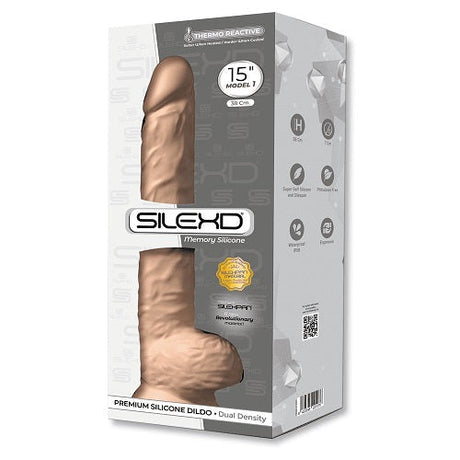 Silexd 15 palcové realistické silikonové duální hustoty dildo s přísavným šálkem s kuličkami