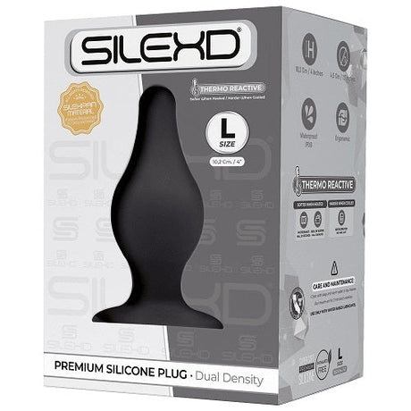 Silexd dual -dichtheid taps toelopende siliconen buttplug groot