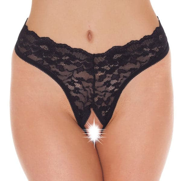 Black Lace Open Comm Gstring