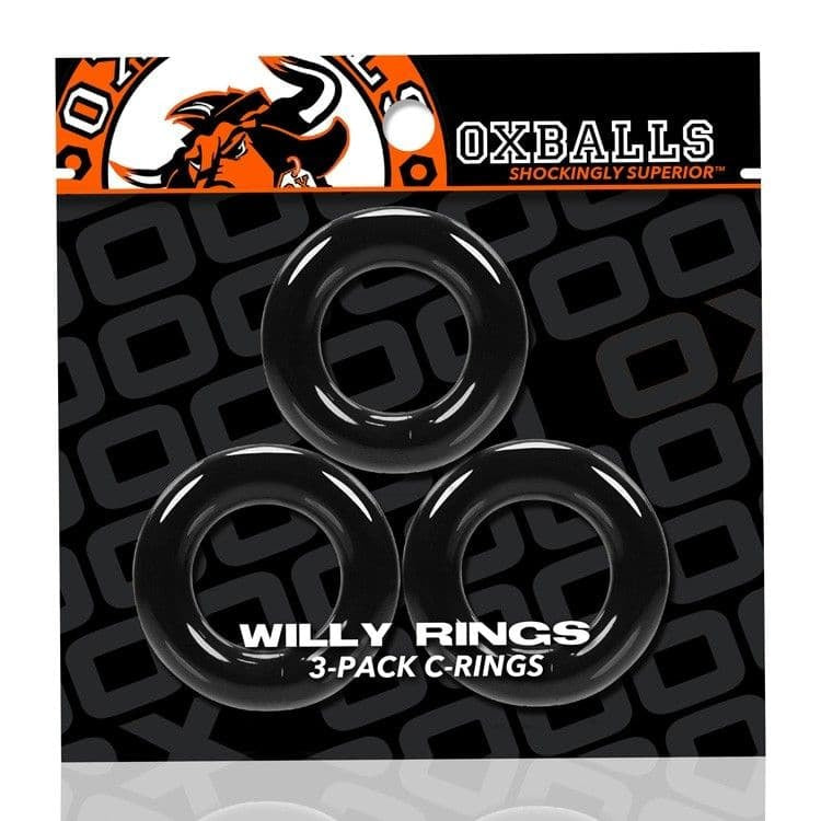 Willy Rings 3 팩 수탉 검은 색