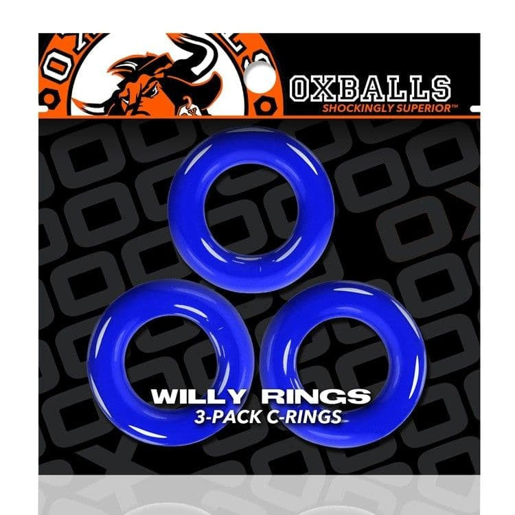 WILLY RINGS pack de 3 cockrings police bleu