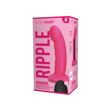 Whipsmart 6英寸弯曲的纹波遥控假阳具 - 热粉红色