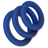 Zolo 여분의 두꺼운 실리콘 수탉 반지 3 pk 블루